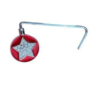 Red Rhinestone Star Purse Hook Table Hanger Handbag Holder‎ Folding Metal